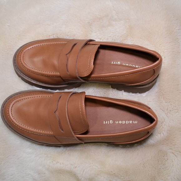 Steve Madden Harlee Brown Platform Slip-On Loafers Womens Size 8.5 Faux Leather - Picture 11 of 12